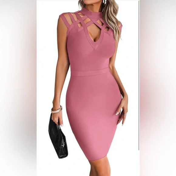 Hight Neck Cut Out Bandage Mini Formal Party Gowns Wedding Guest Dress for  Women is available for purchase on au PAY Market - Imported Goods Online  Store Co.Ltd. | au PAY Market -